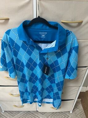 GoodGood Blue Argyle Polo Shirt - Large